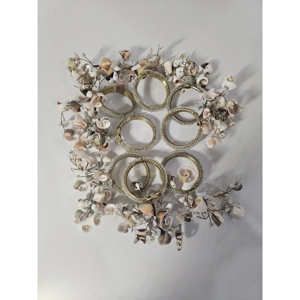 Vintage Pier 1 One Napkin Rings Seashell‎ Cluster Gold Set of 8 STUNNING!